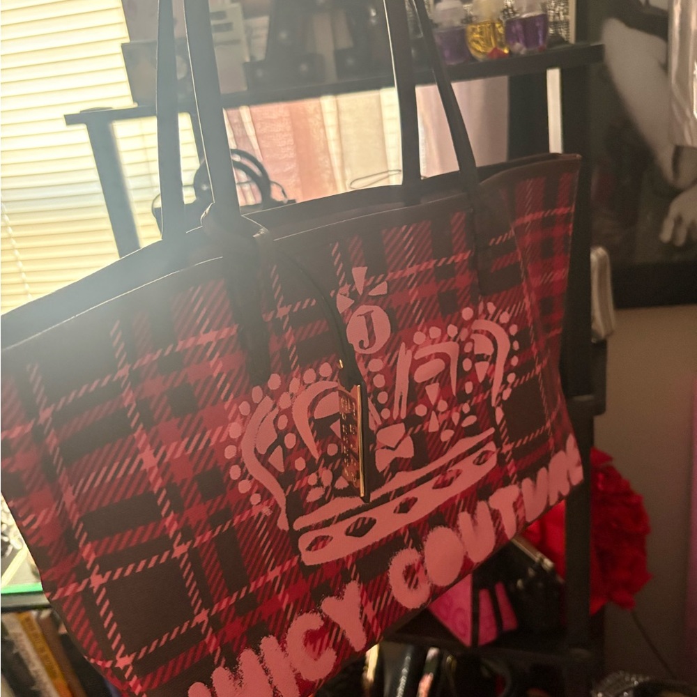 Juicy Couture Red Plaid Tote Bag